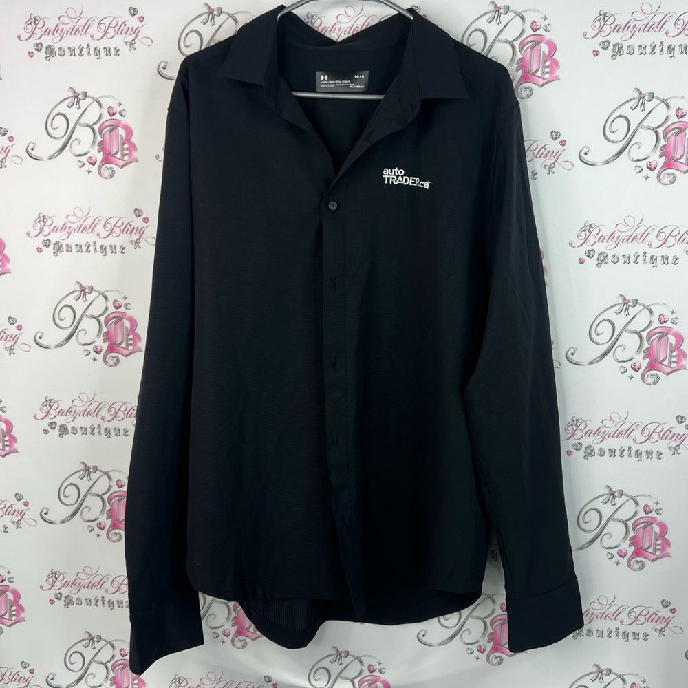 Under Armour Men's Black Button Down Shirt auto trader embroidered car lover